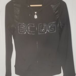 BCBG MAXAZARIA Black Crop Hoodie Womens
